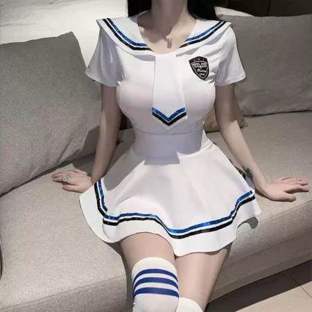 JK uniform petite sexy hot girl free to take off white sailor suit suit (1)
