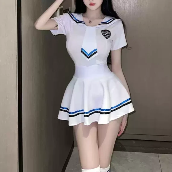 JK uniform petite sexy hot girl free to take off white sailor suit suit (2)