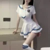 JK uniform petite sexy hot girl free to take off white sailor suit suit (5)