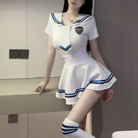 JK uniform petite sexy hot girl free to take off white sailor suit suit (5)