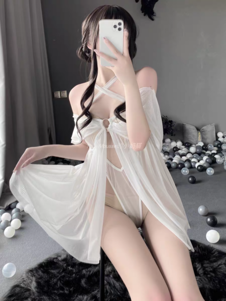 Pure off-shoulder strappy halter neck solid color sling (4)