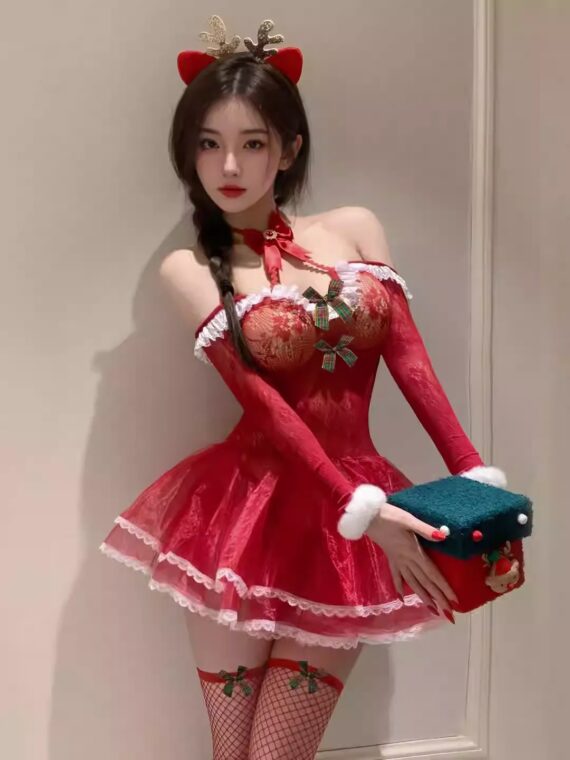 Sexy-Christmas-Halter-Neck-Pajamas-Cosplaying-as-a-Reindeer-Uniform-4